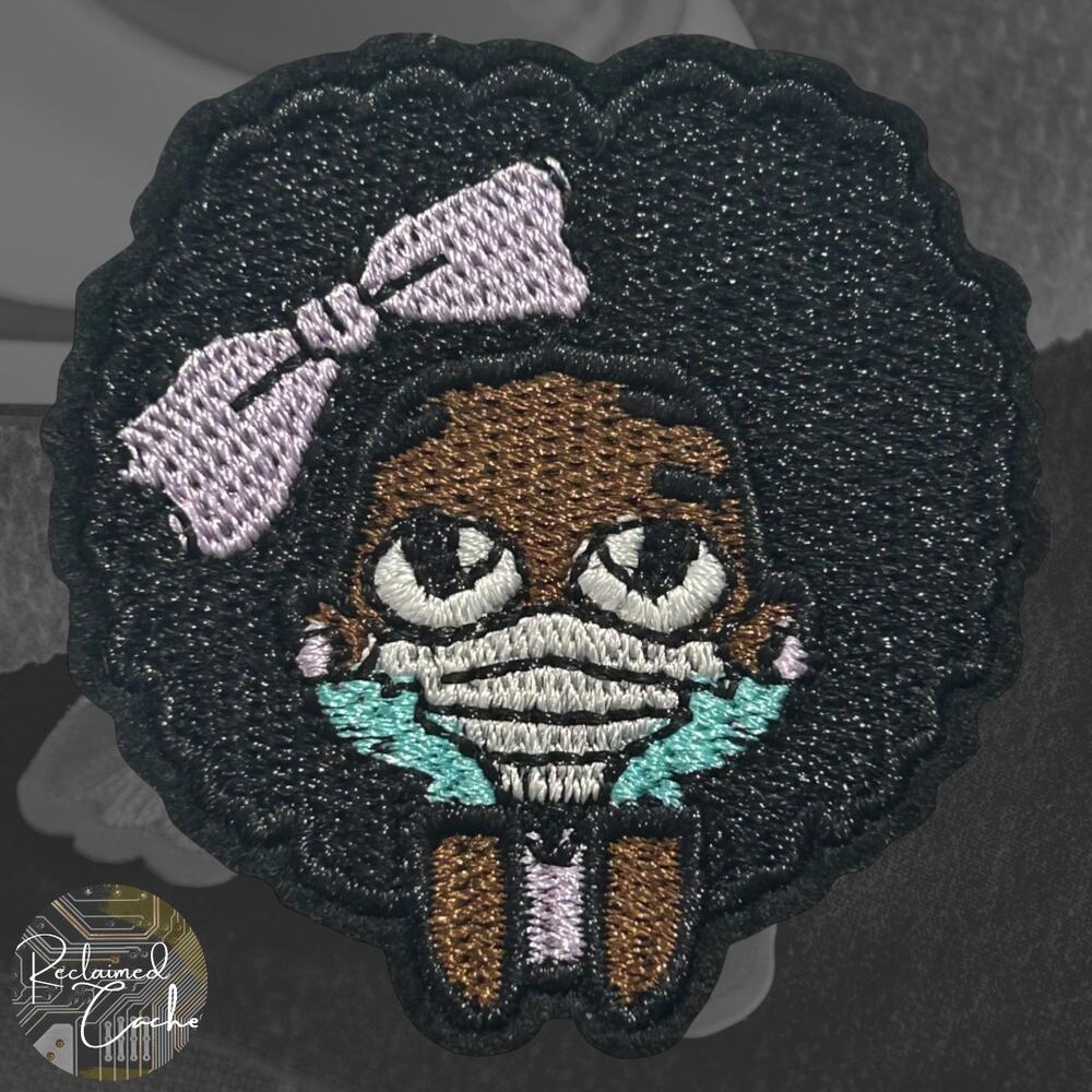 Little Girl with Mask Iron On Patch